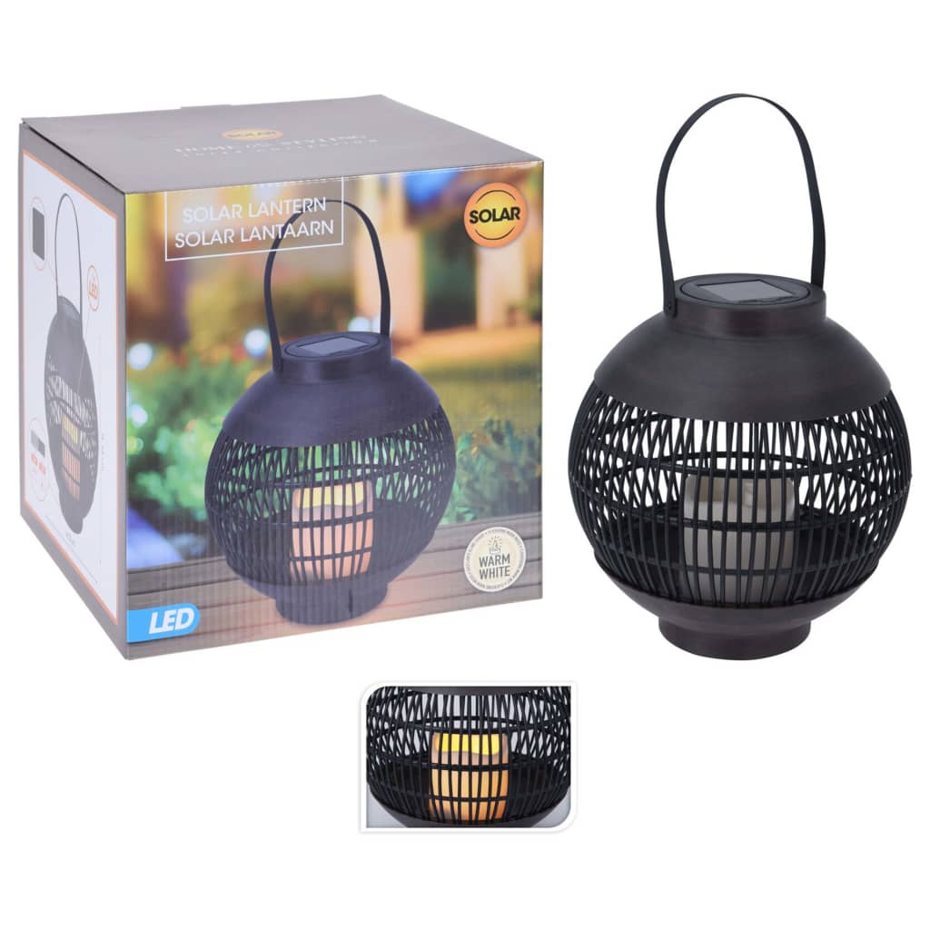 ProGarden Farol solar LED con vela ratán negro