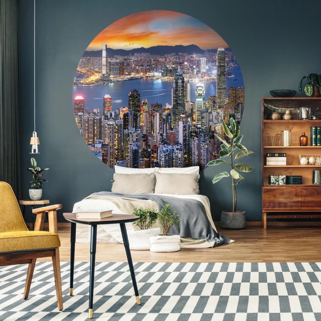 Vetonek Papel pintado de pared redondo Skyline by Night 190 cm