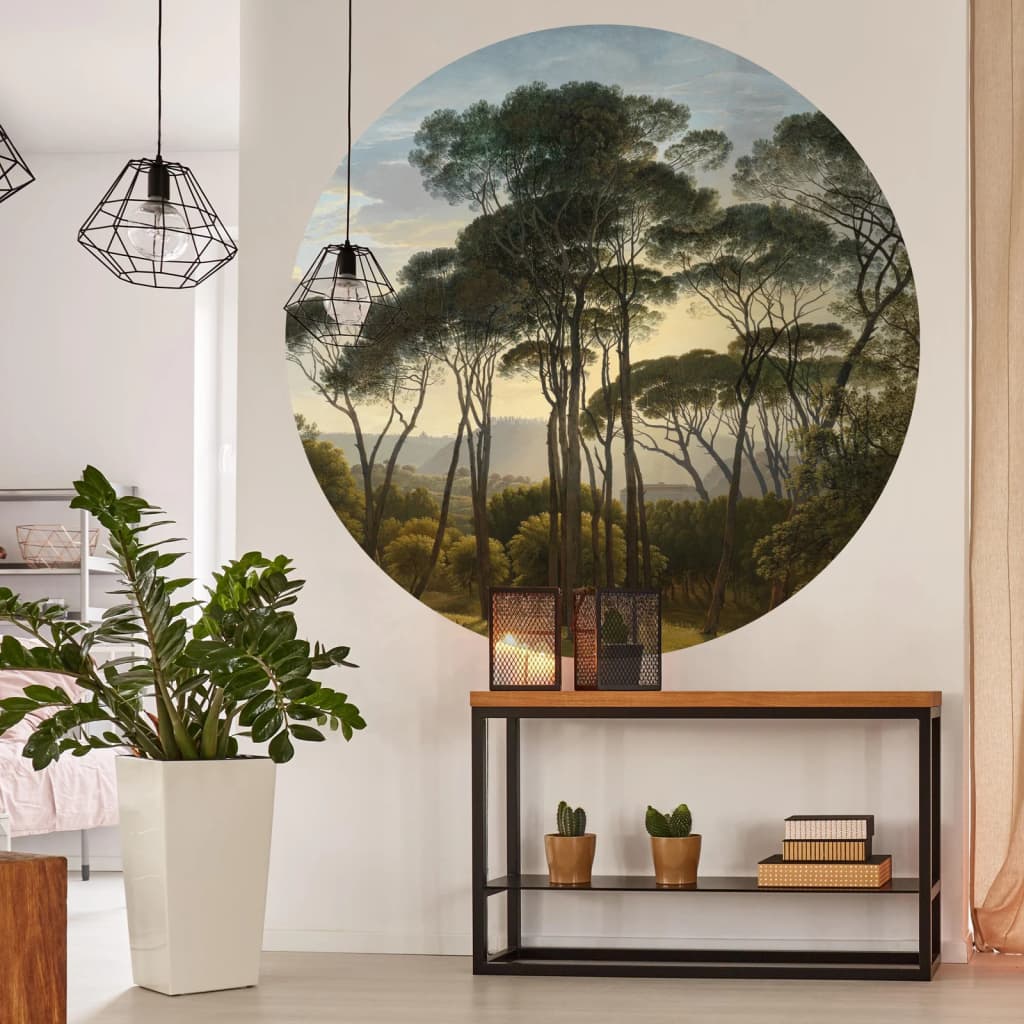 Vetonek Papel pintado de pared redondo Umbrella Pines in Italy 190 cm