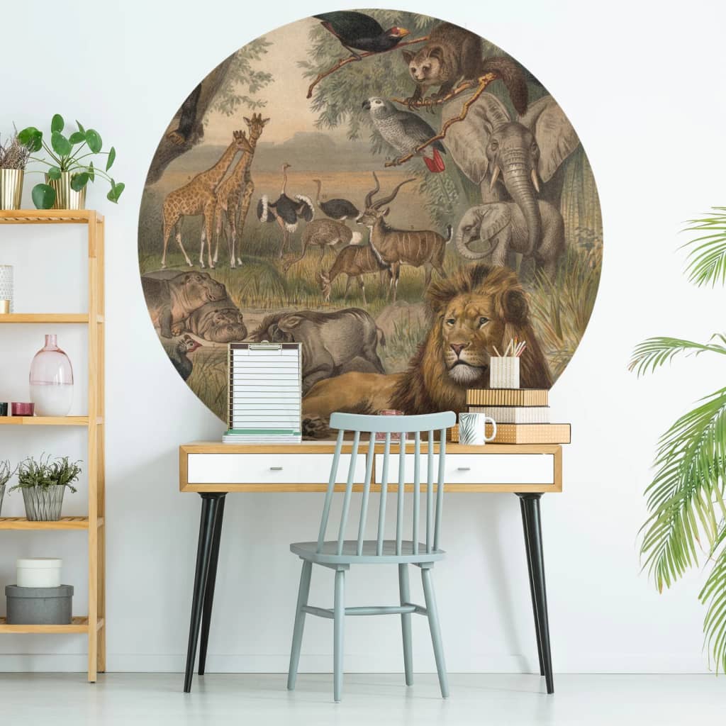 Vetonek Papel pintado de pared redondo Animals of Africa 190 cm