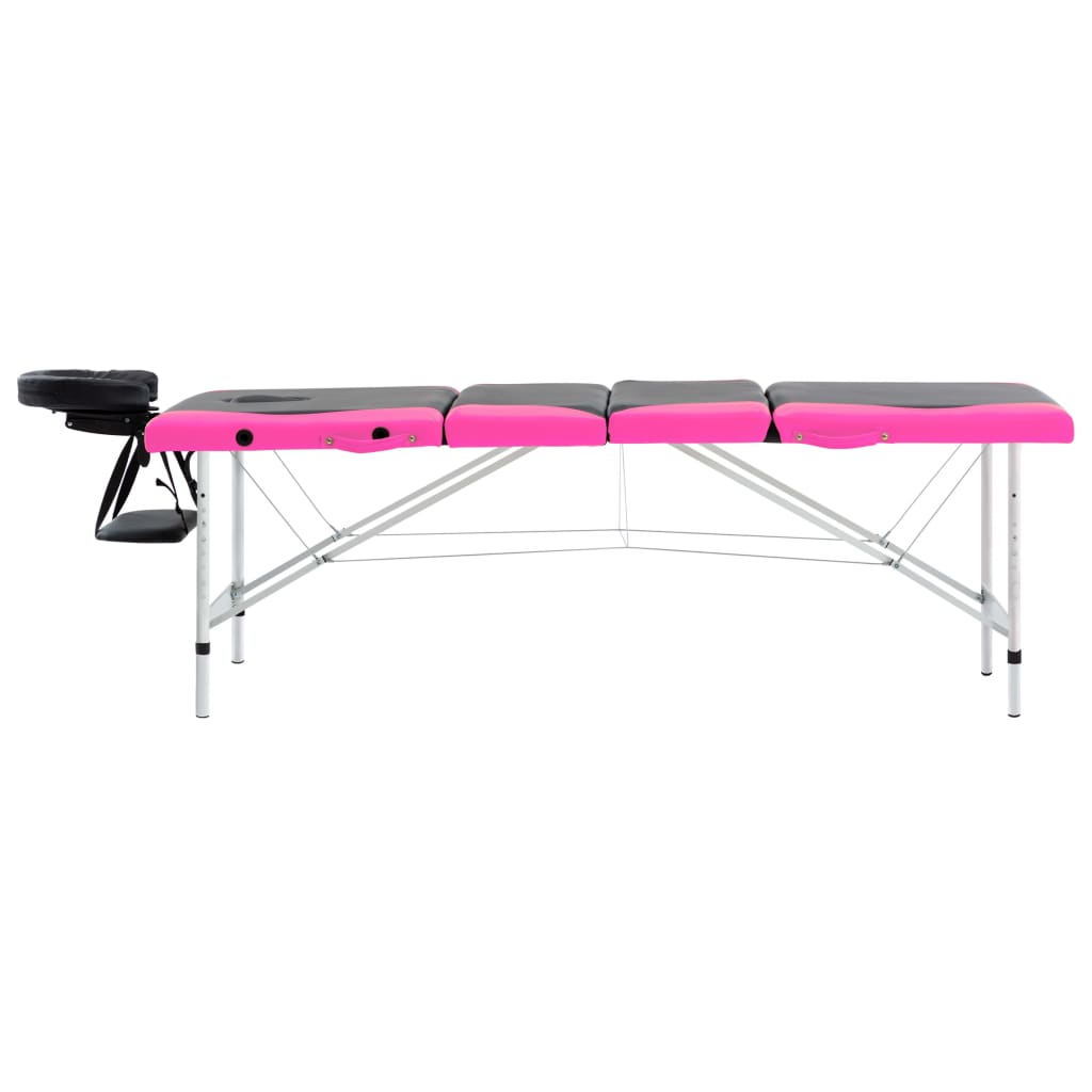 Folding massage stretcher 4 Black and Pink Aluminum Areas