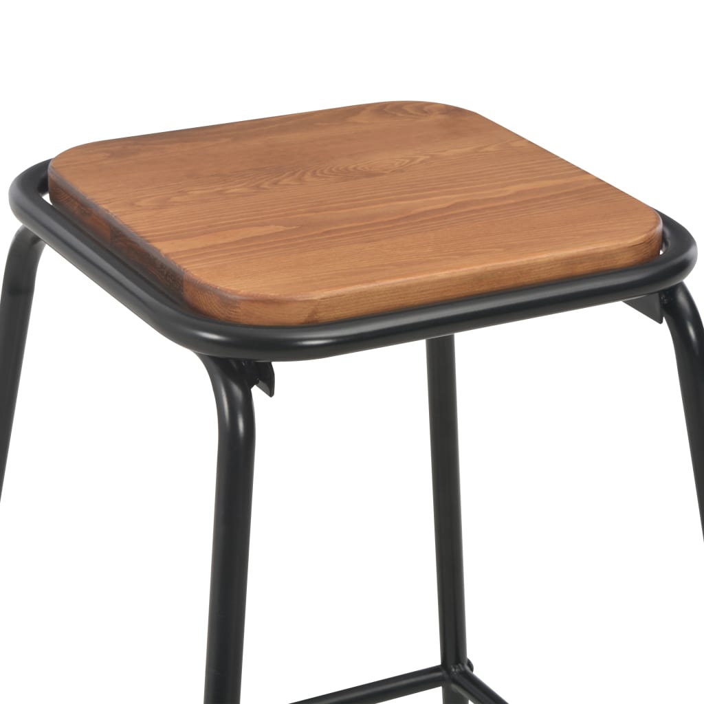 Taburetes de cocina 4 uds madera maciza de pino y acero negro vidaXL