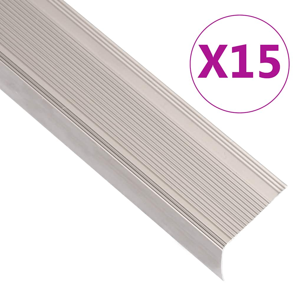 Vetonek Perfiles de peldaños forma de L 15 uds aluminio champán 90 cm