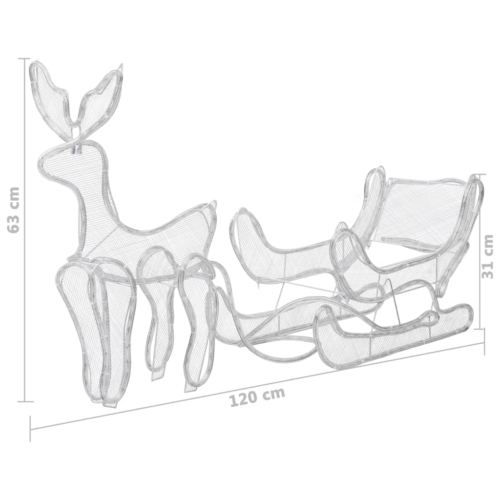 Luces de Navidad de reno y trineo con malla 432 LEDs vidaXL