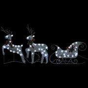 Trineo y renos decoración de navidad de jardín 60 led plateado v5835 - Vetonek