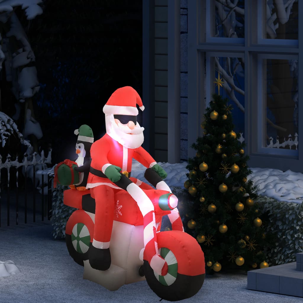 Vetonek Papá Noel inflable navideño en moto LED IP44 160 cm