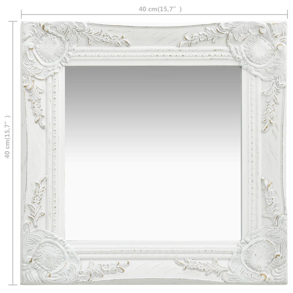 White baroque -style mirror 40x40 cm