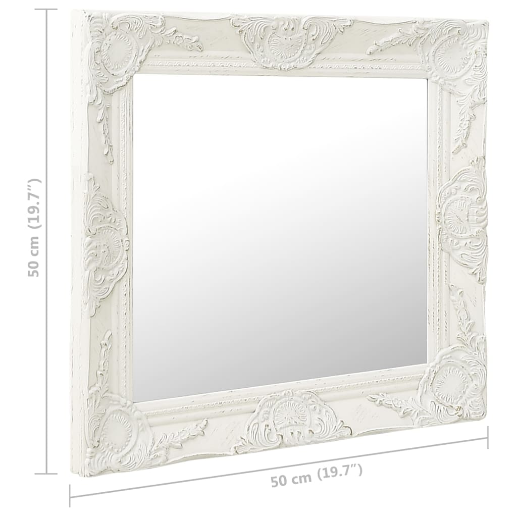 BARROCO WHITE WALL MIRROR 50X50 CM