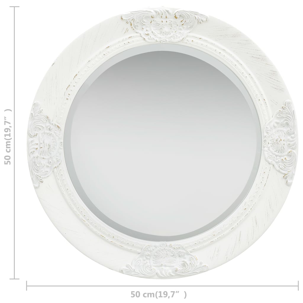 White baroque -style mirror 50 cm