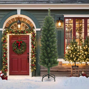 Árbol de navidad artificial delgado y soporte pvc verde 210 cm v1508 Vetonek