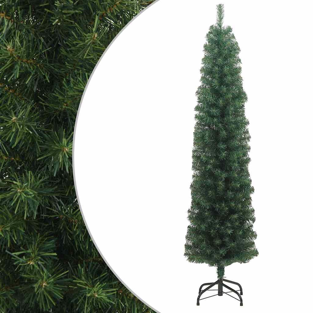 Árbol de navidad artificial delgado y soporte pvc verde 240 cm v1515 Vetonek