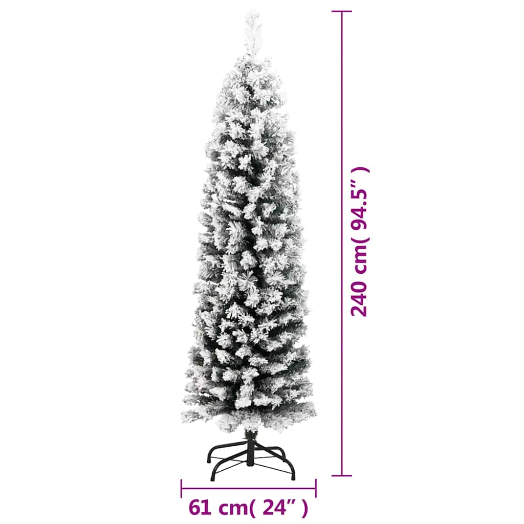 Árbol de navidad artificial delgado verde con nieve pvc 240 cm v1553 Vetonek