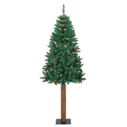 Árbol de navidad delgado madera auténtica y piñas pvc 210 cm v1584 Vetonek