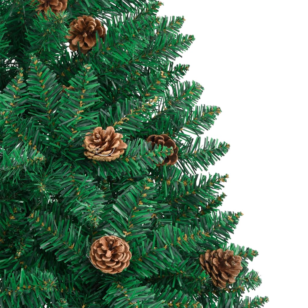 Árbol de navidad delgado madera auténtica y piñas pvc 210 cm v1584 - Vetonek