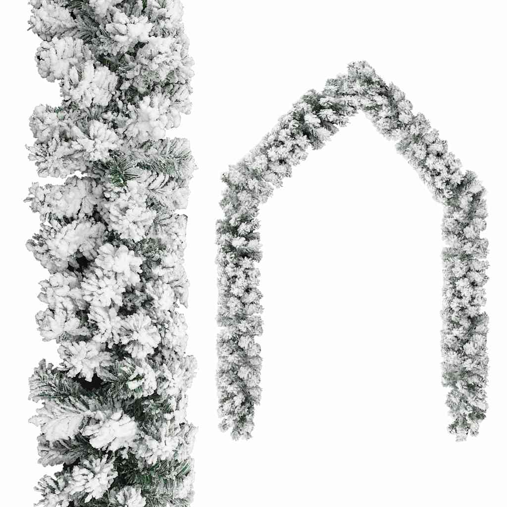 Vetonek Guirnalda de Navidad con nieve flocada verde 5 m PVC