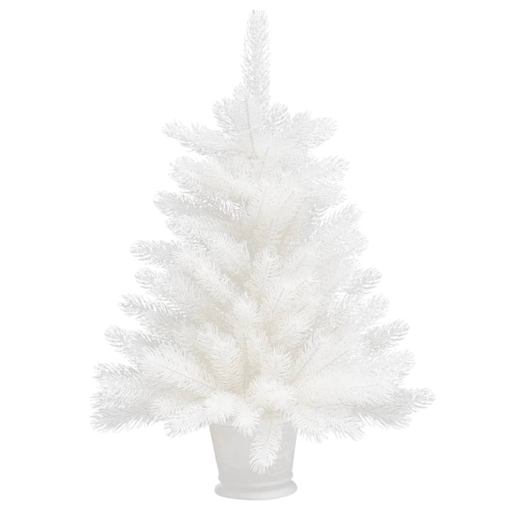 Árbol artificial de Navidad con hojas realistas blanco 65 cm