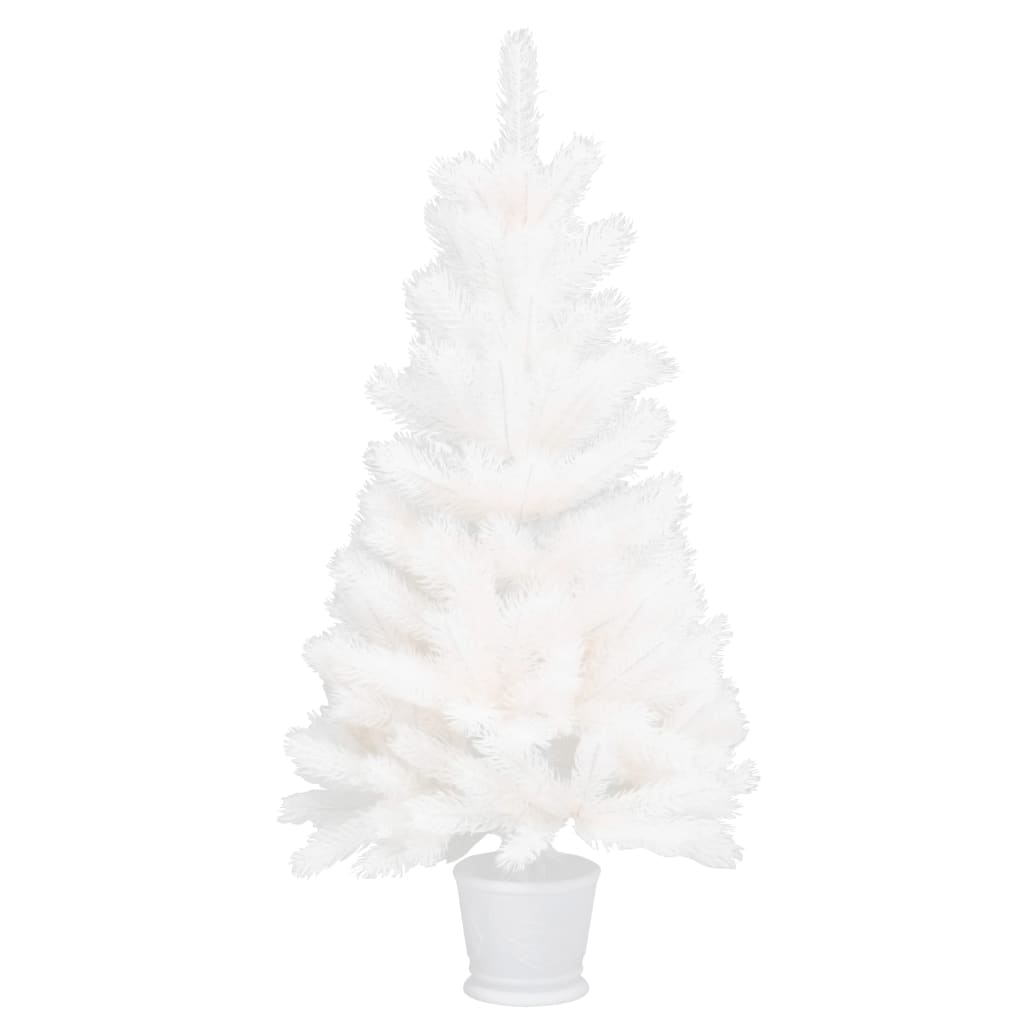 Árbol artificial de Navidad con hojas realistas blanco 90 cm