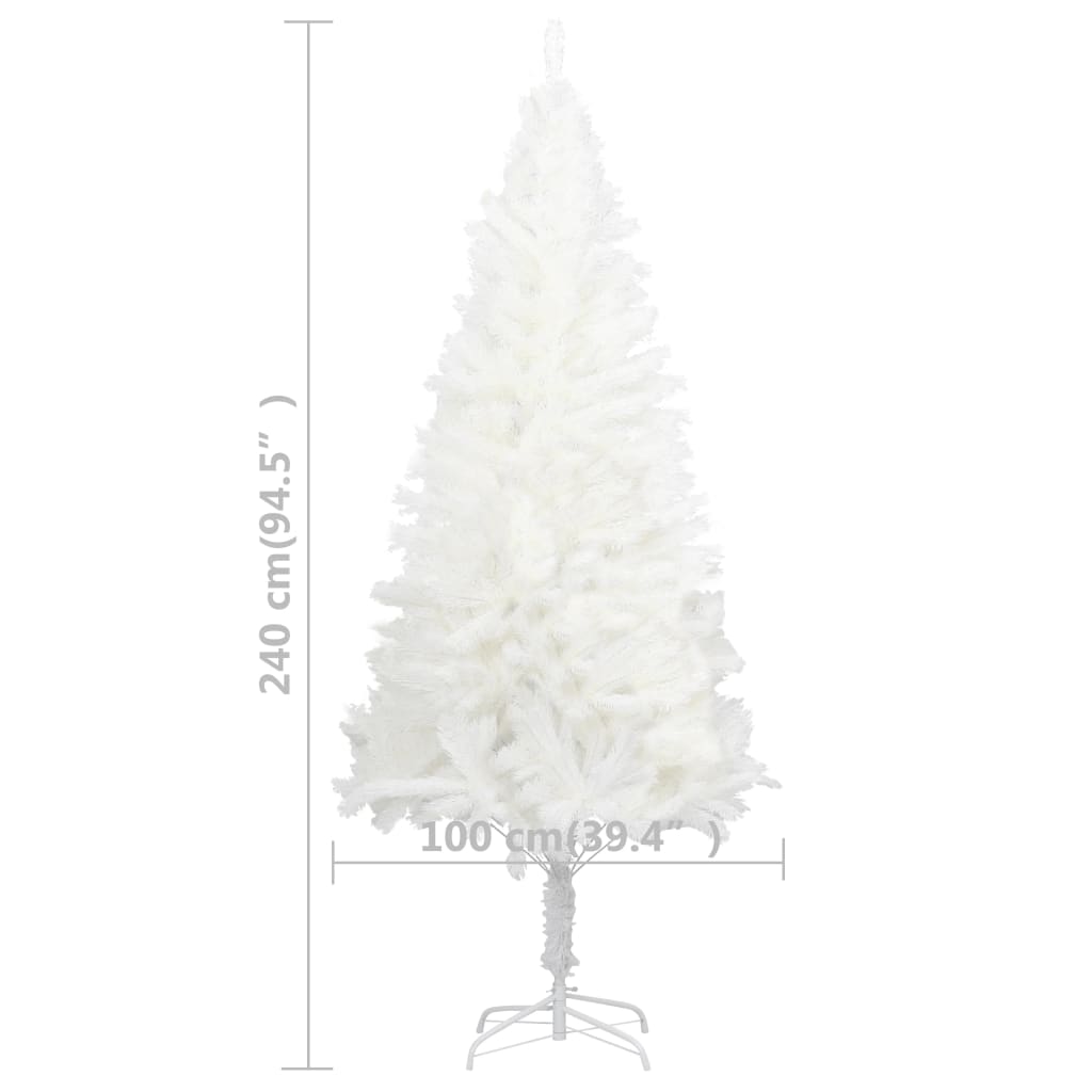 Christmas artificial tree with white realistic leaves 240 cm