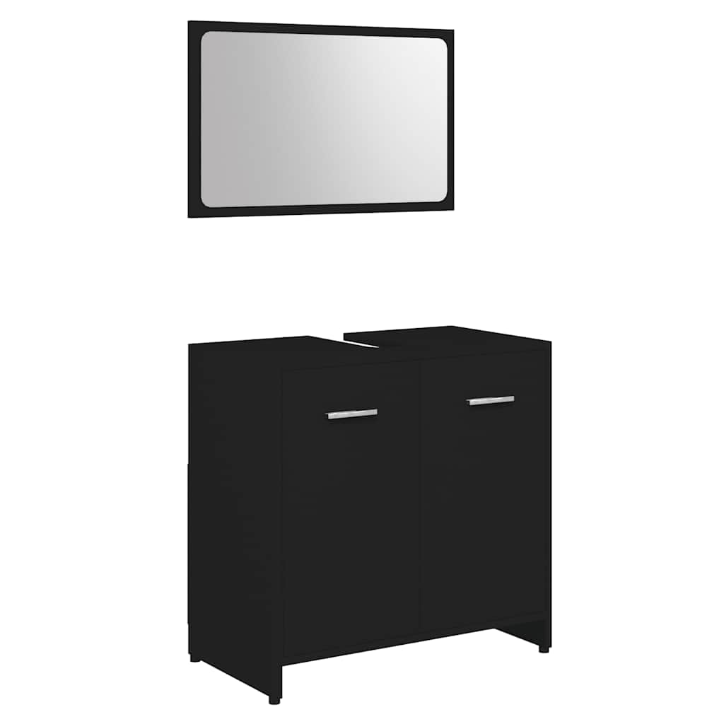 Vetonek Conjunto de muebles de baño madera contrachapada negro