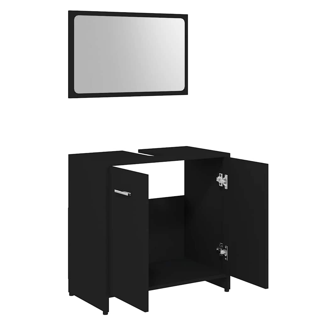 Conjunto de muebles de baño madera contrachapada negro v5544 - Vetonek