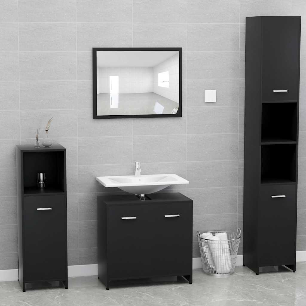 Conjunto de muebles de baño madera contrachapada negro v5544 Vetonek