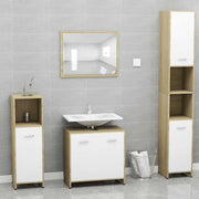 Conjunto de muebles de baño madera contrachapada blanco y roble v5582 Vetonek