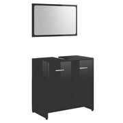 Vetonek Conjunto de muebles baño madera contrachapado negro brillante