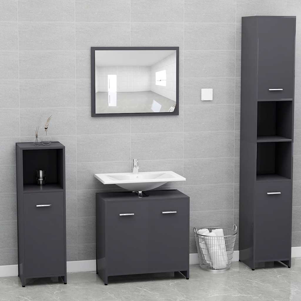 Conjunto de muebles de baño madera contrachapada gris brillo v5612 Vetonek