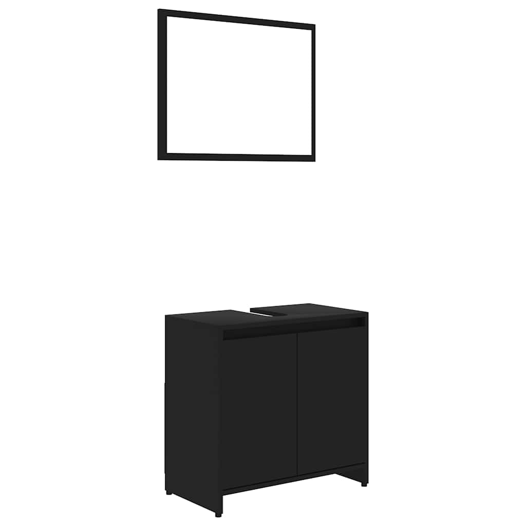 Vetonek Conjunto de muebles de baño madera contrachapada negro
