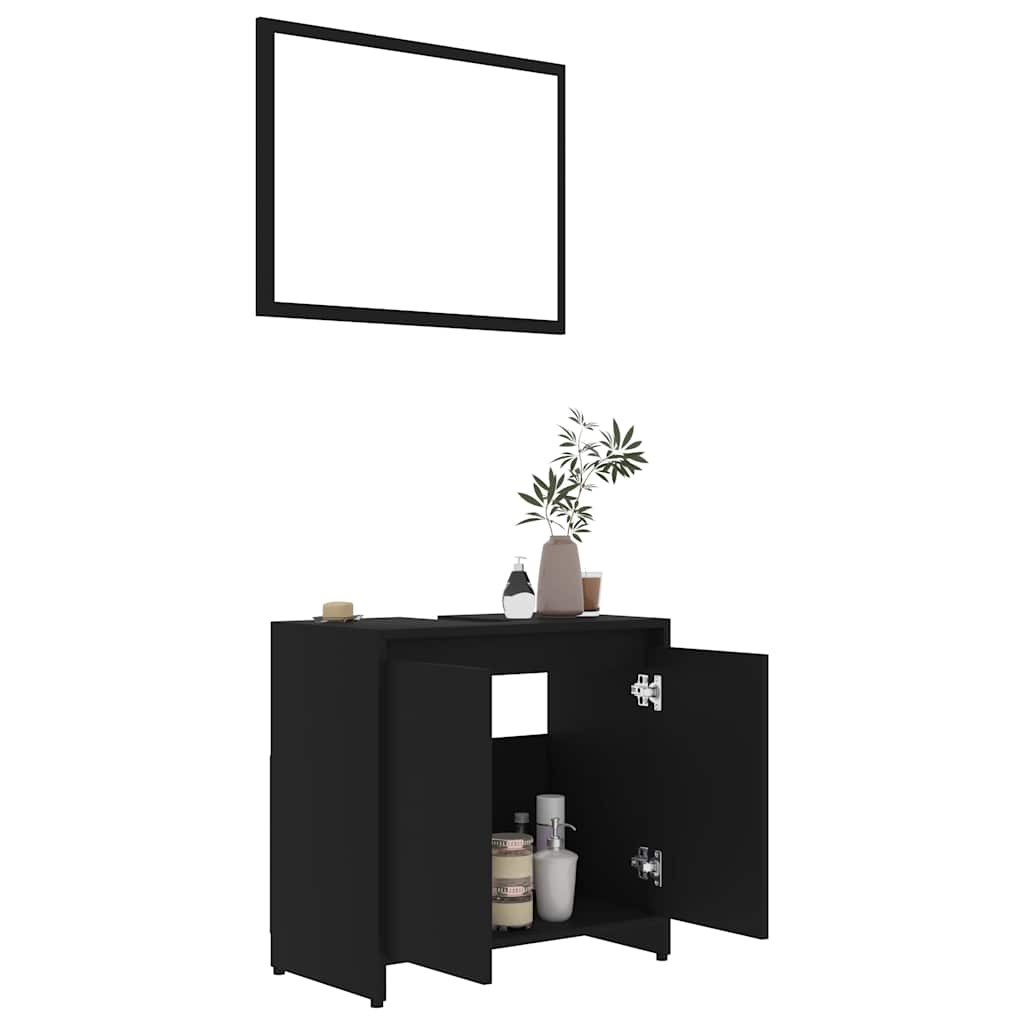 Conjunto de muebles de baño madera contrachapada negro v5995 - Vetonek