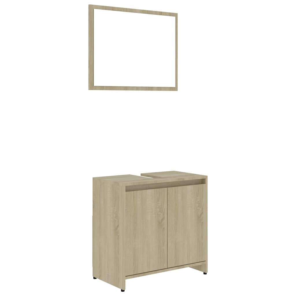 Vetonek Conjunto de muebles de baño contrachapada color roble Sonoma