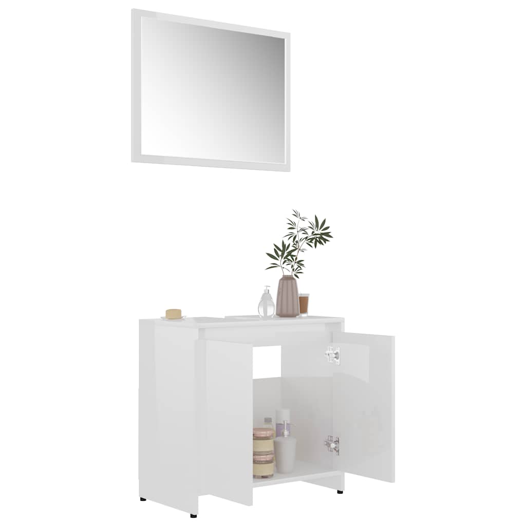 Conjunto de muebles de baño madera blanco brillo - Vetonek