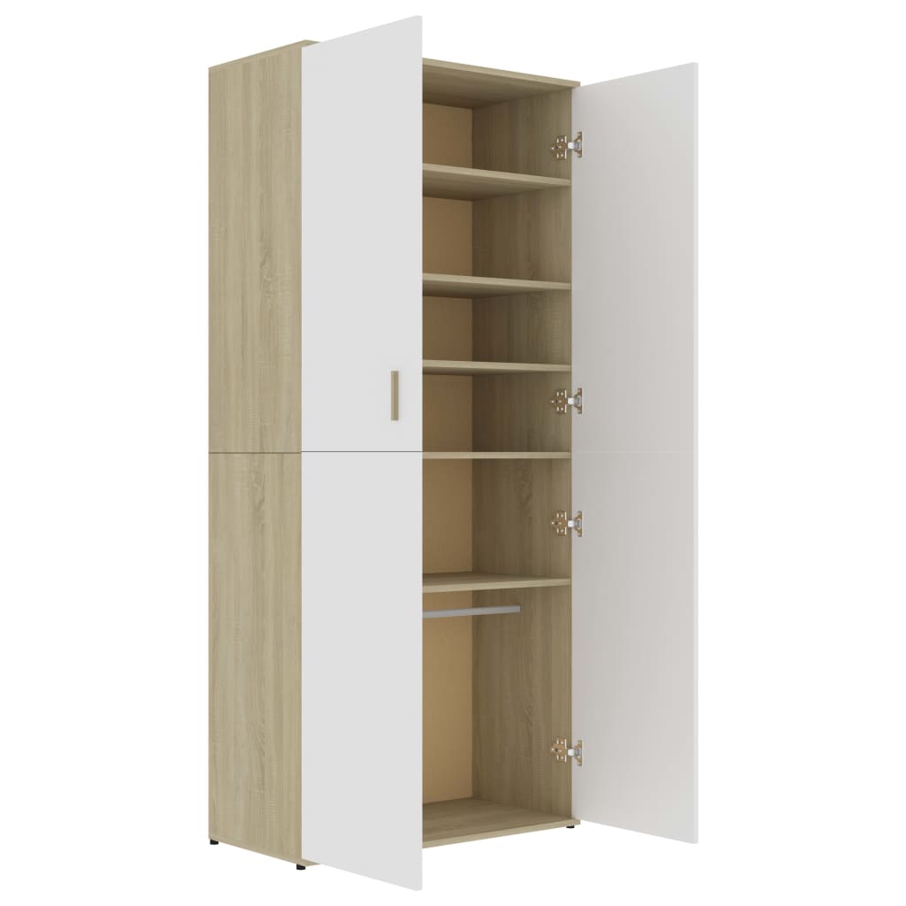 Mueble zapatero blanco y roble 80x39x178 cm vidaXL