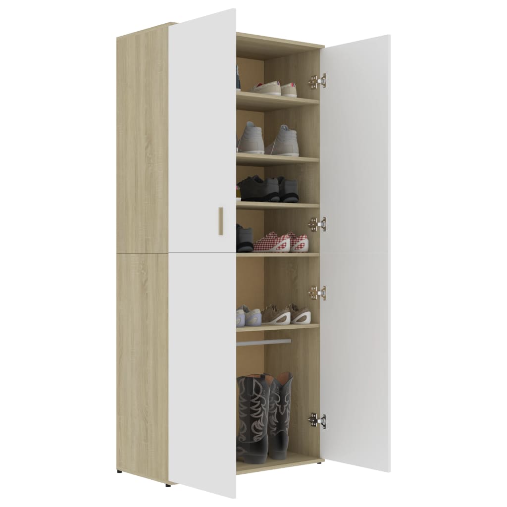 Mueble zapatero blanco y roble 80x39x178 cm vidaXL