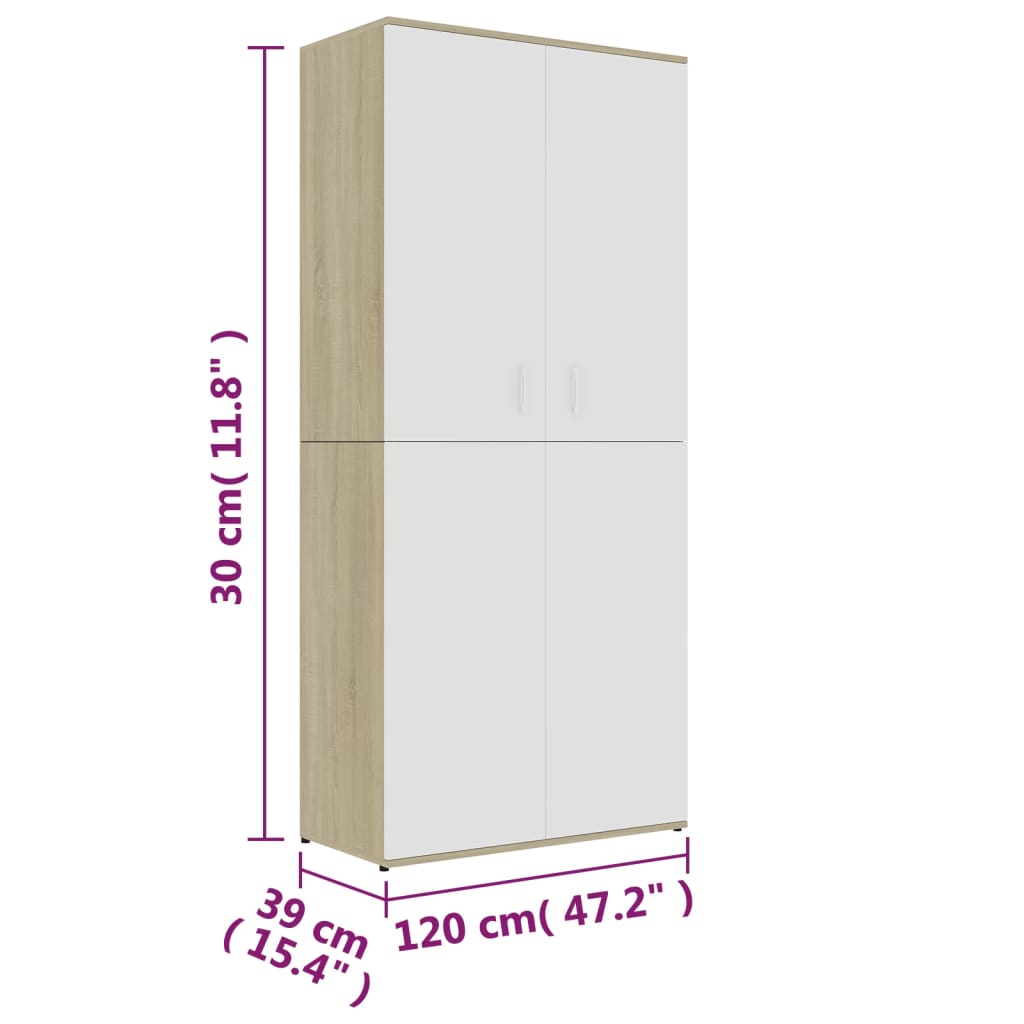 Mueble zapatero blanco y roble 80x39x178 cm vidaXL