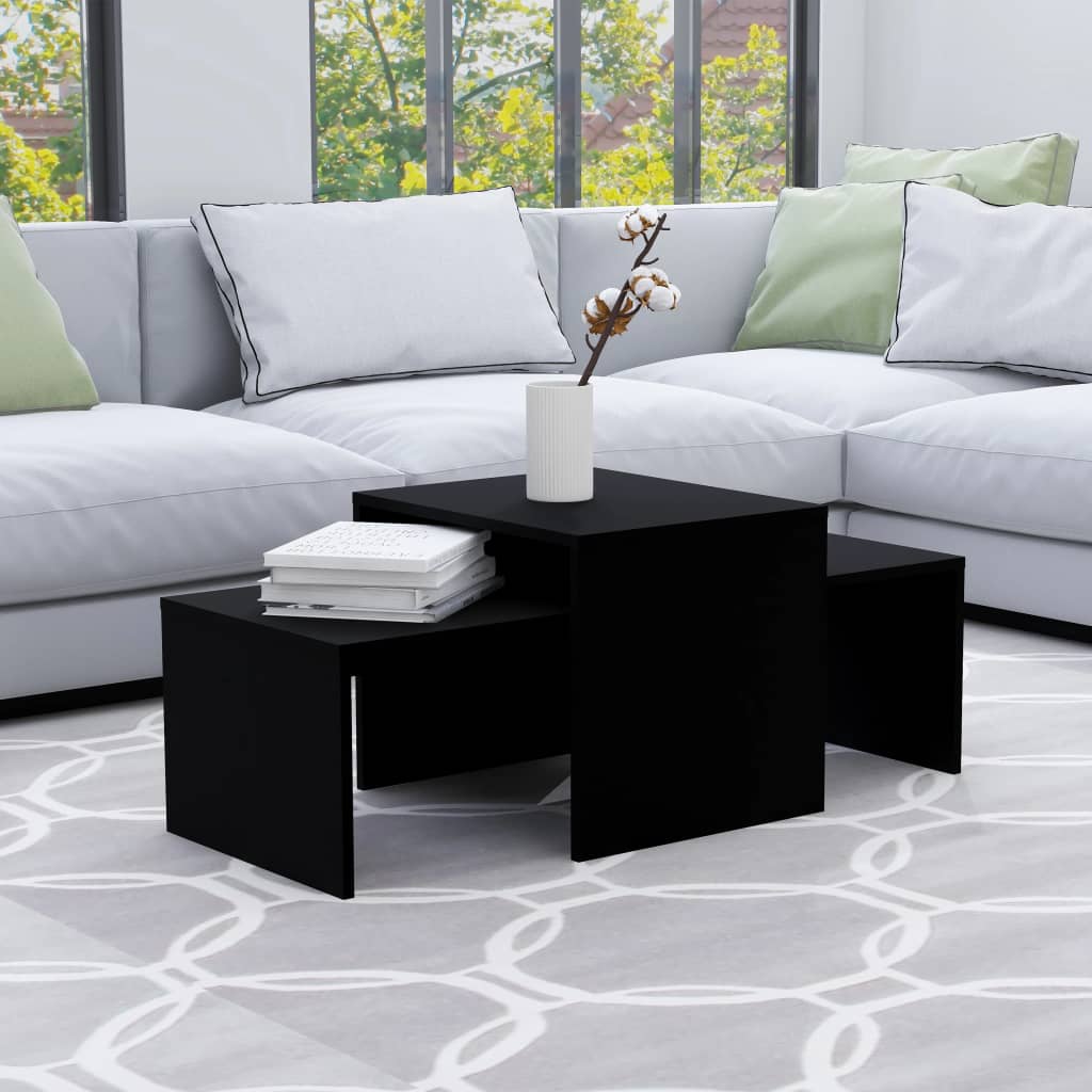 Vetonek Set de mesas de centro madera contrachapada negro 100x48x40 cm