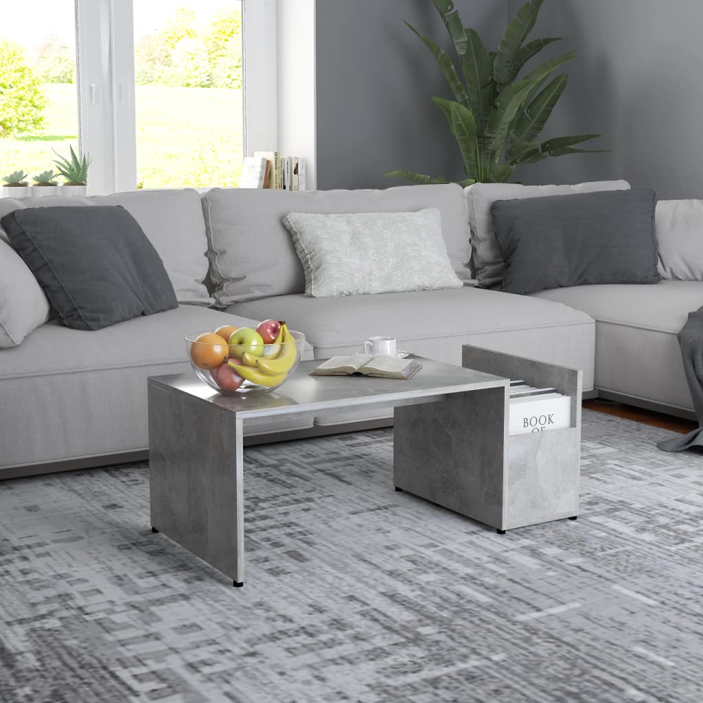 Vetonek Mesa de centro madera contrachapada gris hormigón 90x45x35 cm