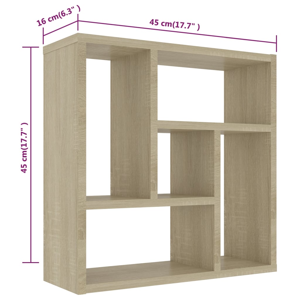 Estantería de pared color roble 45,1x16x45,1 cm vidaXL