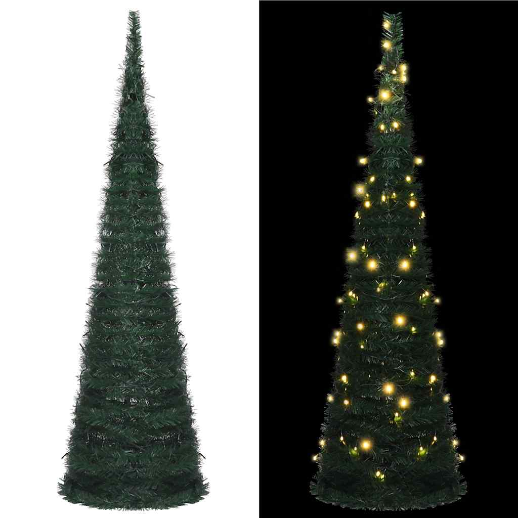 Árbol de navidad emergente preiluminado con luces verde 150 cm v7920 Vetonek
