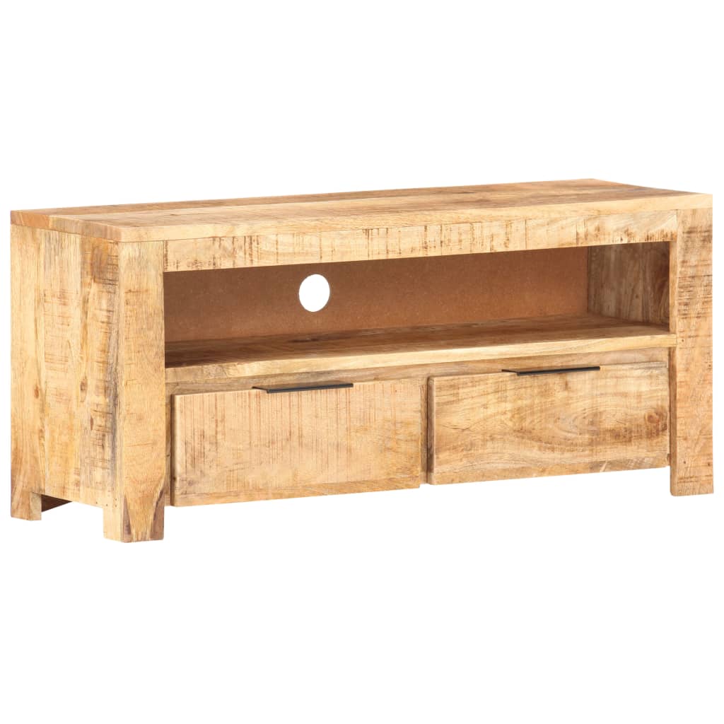 Vetonek Mueble de TV madera maciza de mango rugosa 90x30x40 cm