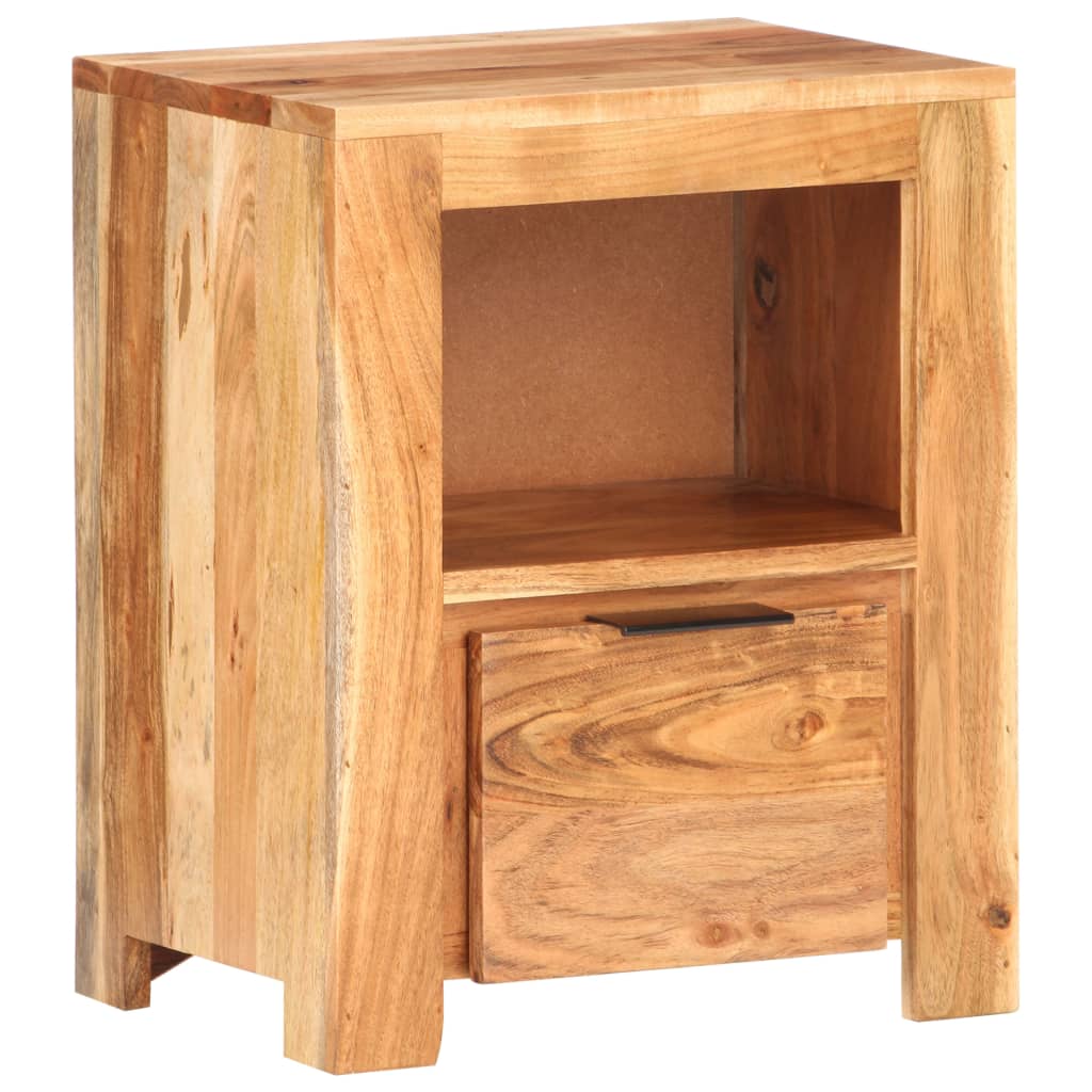 Vetonek Mesita de noche de madera maciza de acacia 40x30x50 cm