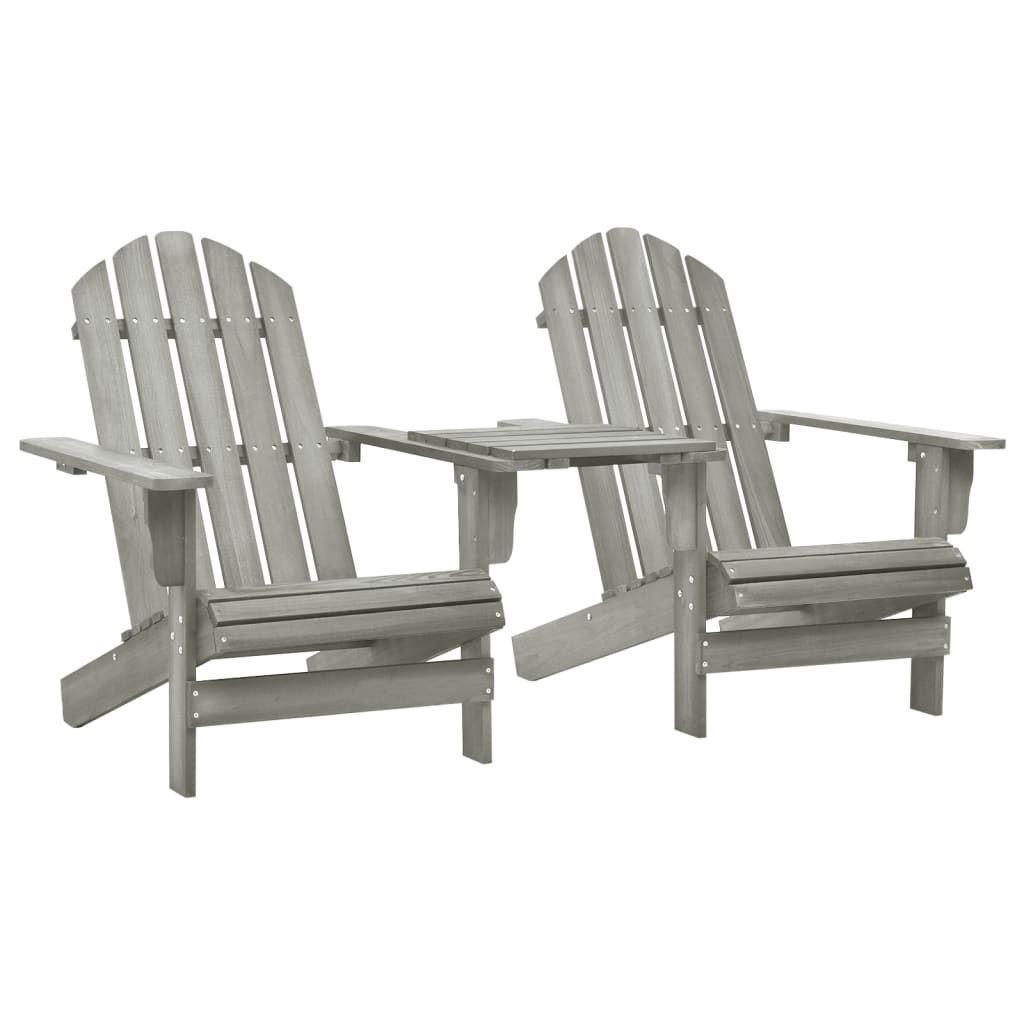 Vetonek Sillas Adirondack de jardín y mesita madera maciza abeto gris