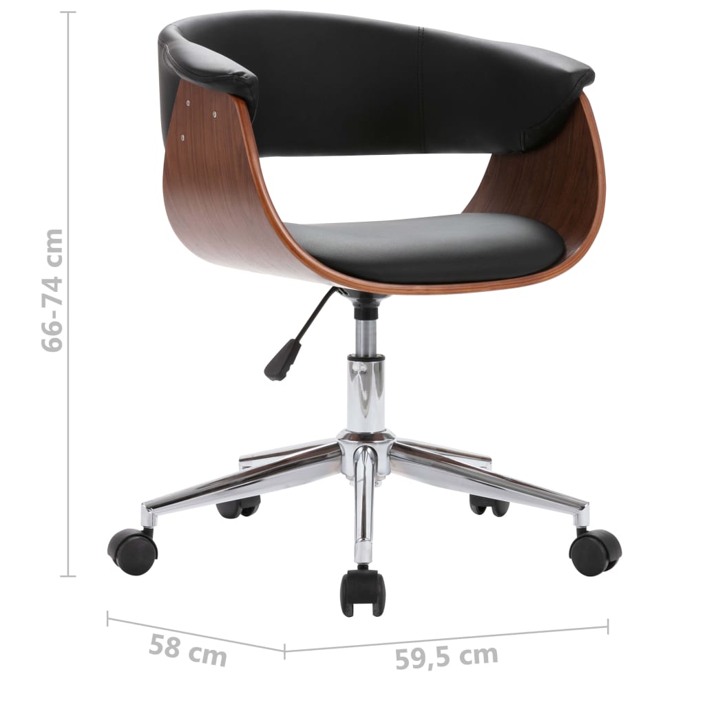 Silla de oficina giratoria madera curvada cuero sintético negro vidaXL