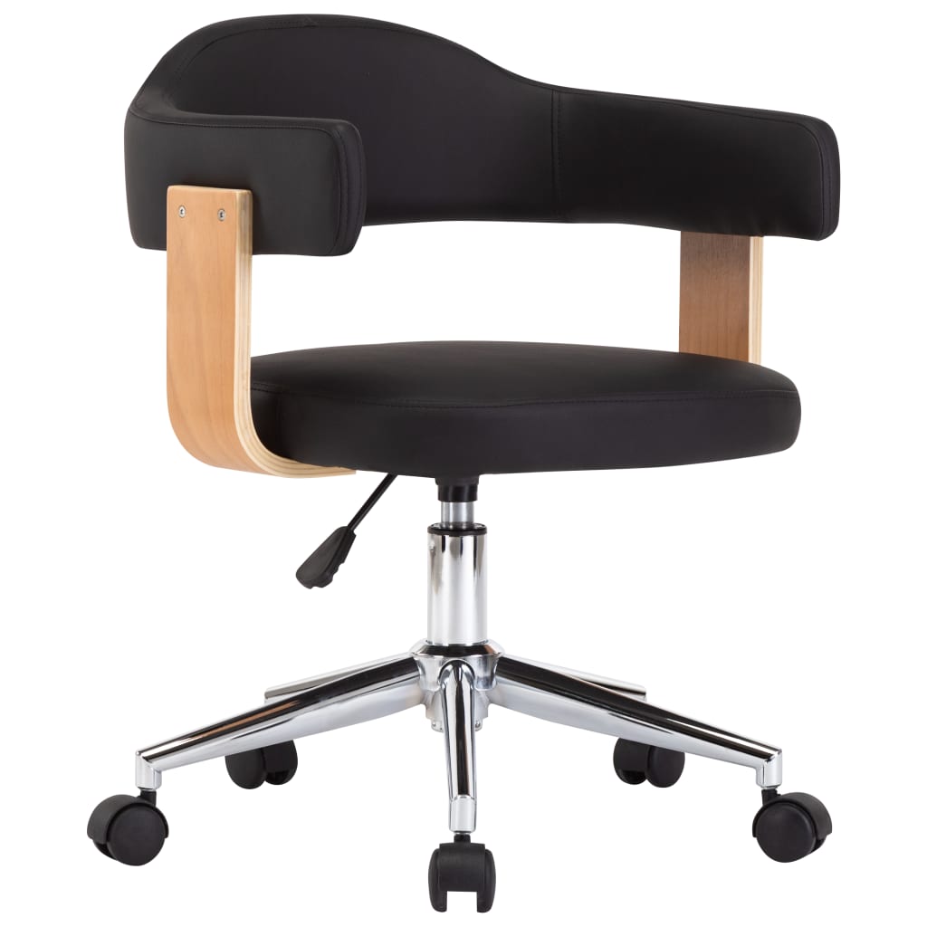 Silla de oficina giratoria madera curvada cuero sintético negro vidaXL