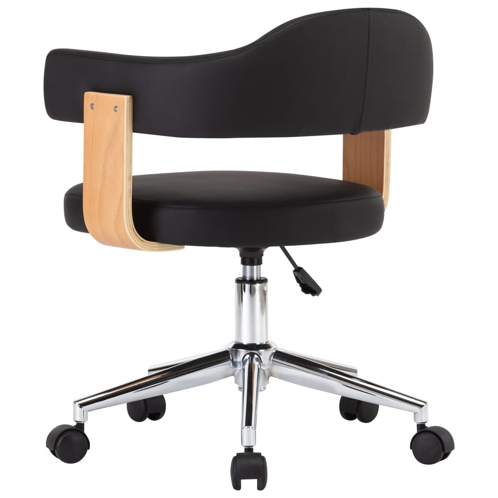 Silla de oficina giratoria madera curvada cuero sintético negro vidaXL