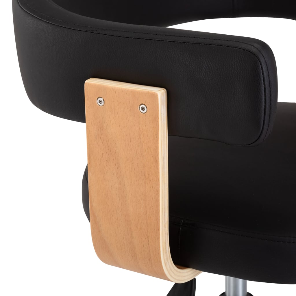 Silla de oficina giratoria madera curvada cuero sintético negro vidaXL