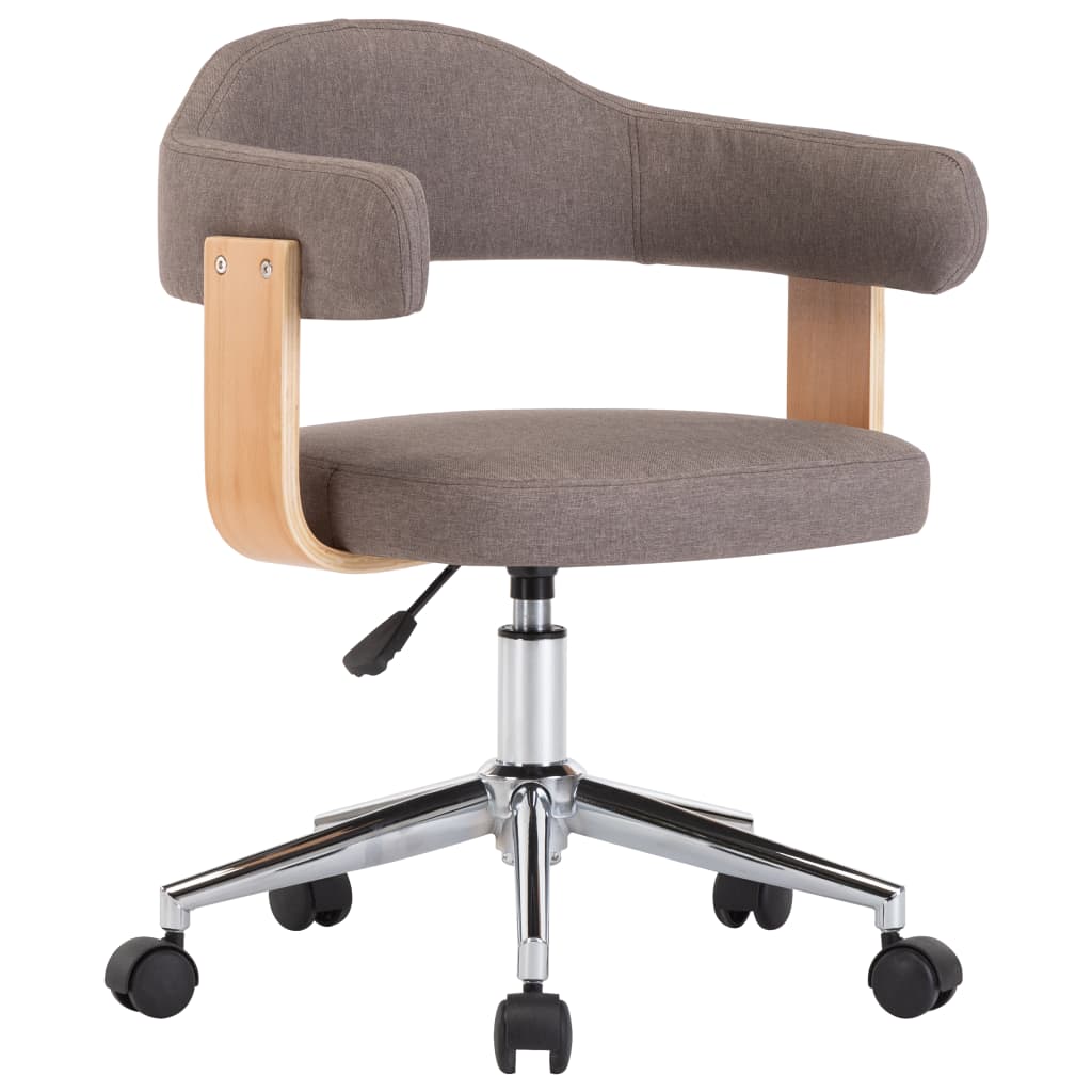 Vetonek Silla de oficina giratoria de madera curvada y tela gris taupe