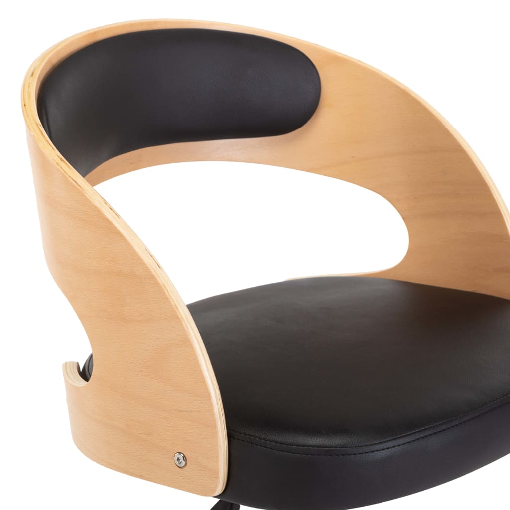 Silla de oficina giratoria madera curvada cuero sintético negro vidaXL