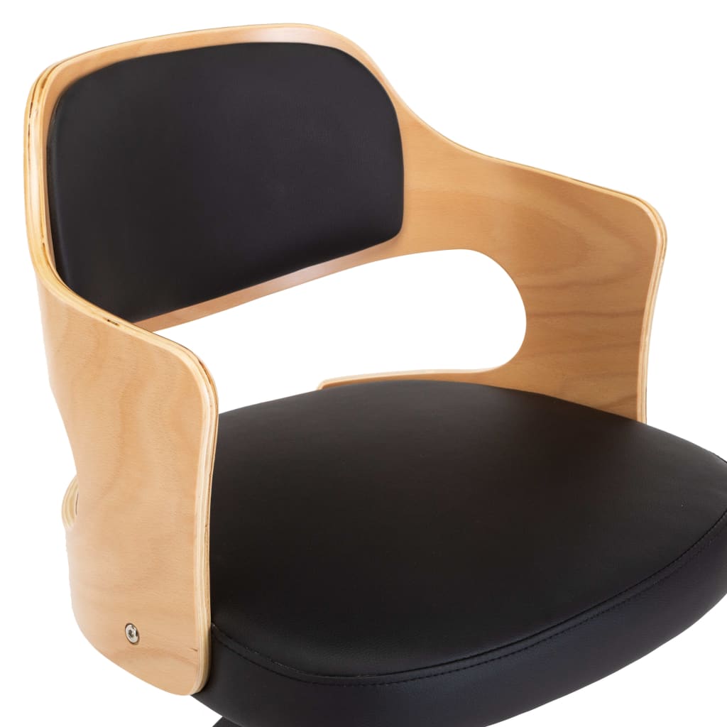 Silla de oficina giratoria madera curvada cuero sintético negro vidaXL