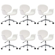 Vetonek Sillas de comedor giratorias 6 unidades cuero sintético blanco